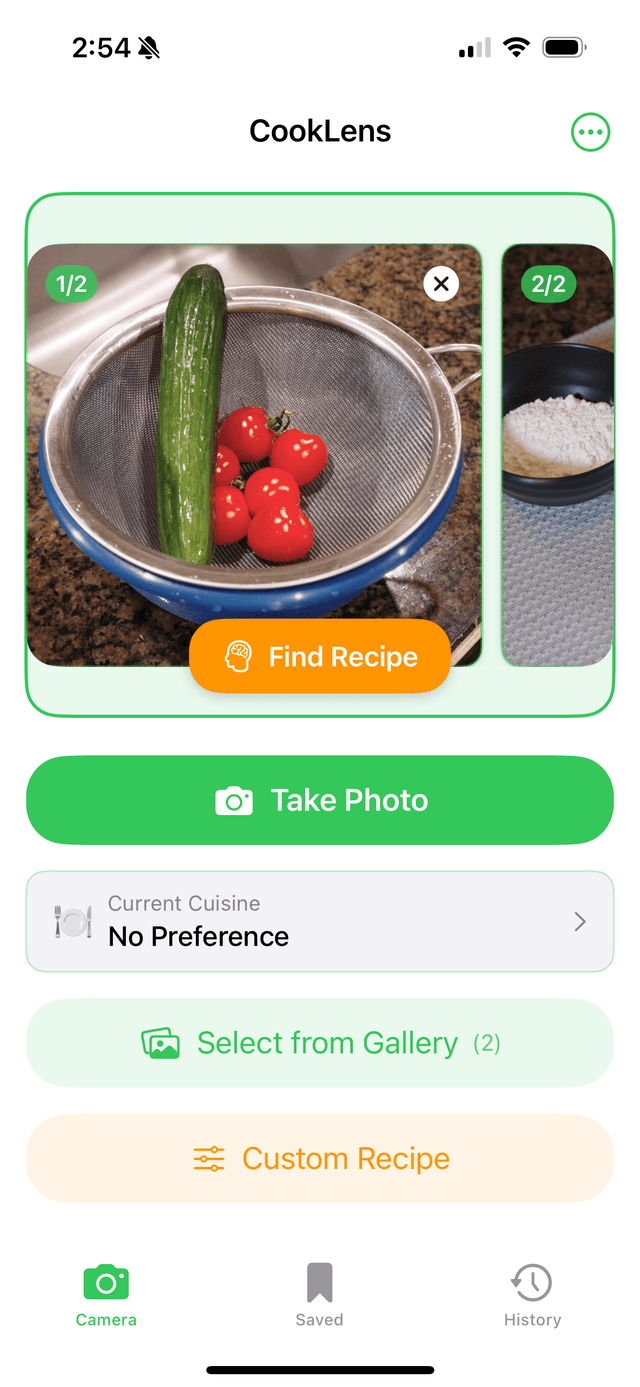 CookLens Camera Screen